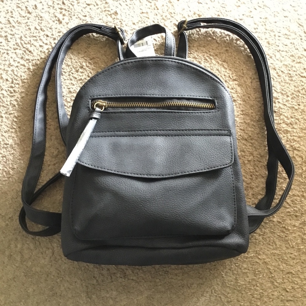 New Black Faux Mini Leather Backpack